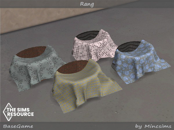 Sims 4 — Rang Basket with Cloth by Mincsims — Basegame Compatible. 4 swatches