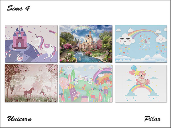 Sims 4 — Arcane Illusions Unicorn Mural by Pilar — Arcane Illusions Unicorn Mural
