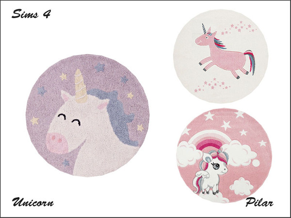 Sims 4 — Arcane Illusions Unicorn RugRound by Pilar — Arcane Illusions Unicorn RugRound