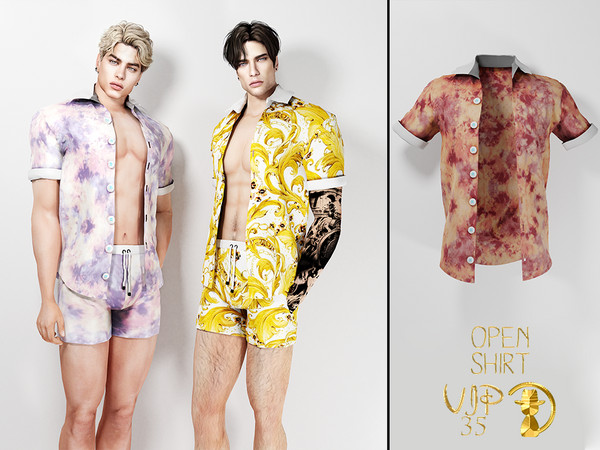 Sims 4 — [PATREON] (Early Access) Open Shirt VIP35 by Daph's — 8 Swatches Compatible with HQ mod Works with all of skins
