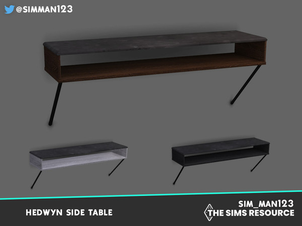 Sims 4 — Hedwyn Side Table by sim_man123 — A wall-mounted wooden shelf with a concrete top.