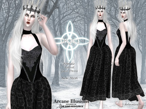 Sims 4 — Arcane Illusions - NYVA - Long Dress by Helsoseira — Style : Gothic vampire velvet lace long dress Name : NYVA