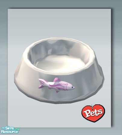 Sims 2 — Cats Fish Dish - White by Shakeshaft — A new feeding bowl for Cats with a fish motif, set includes recolours.