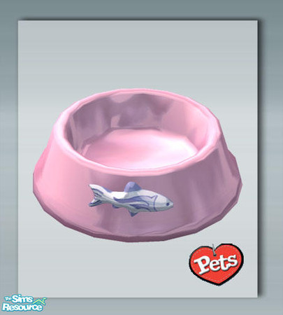 Sims 2 — Cats Fish Dish - Pink by Shakeshaft — A new feeding bowl for Cats with a fish motif, set includes recolours.