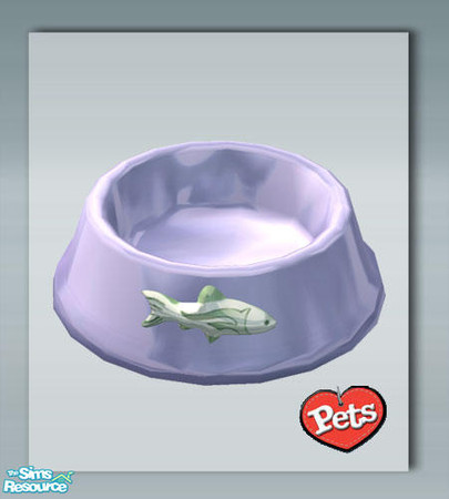 Sims 2 — Cats Fish Dish - Lilac by Shakeshaft — A new feeding bowl for Cats with a fish motif, set includes recolours.
