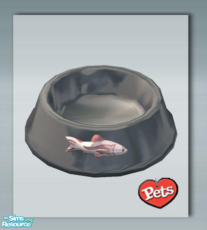 Sims 2 — Cats Fish Dish - Black by Shakeshaft — A new feeding bowl for Cats with a fish motif, set includes recolours.