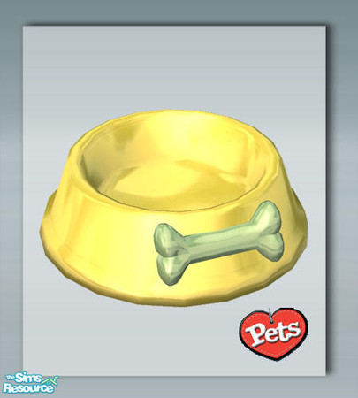 Sims 2 — Ceramic Bone Dog Bowl - Yellow by Shakeshaft — Part of a new mesh dog bowl with a bone motif set includes