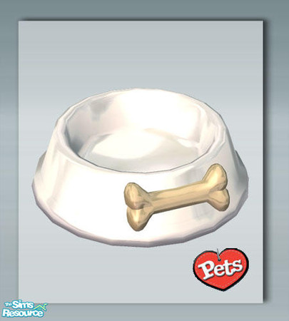 Sims 2 — Ceramic Bone Dog Bowl - White by Shakeshaft — Part of a new mesh dog bowl with a bone motif set includes