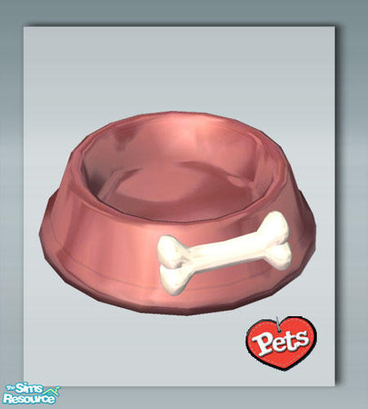 Sims 2 — Ceramic Bone Dog Bowl - Red by Shakeshaft — Part of a new mesh dog bowl with a bone motif set includes