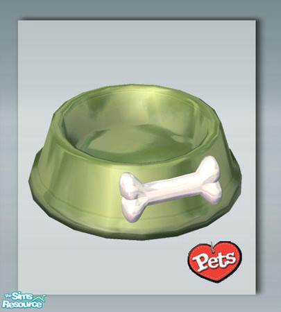 Sims 2 — Ceramic Bone Dog Bowl - Green by Shakeshaft — Part of a new mesh dog bowl with a bone motif set includes
