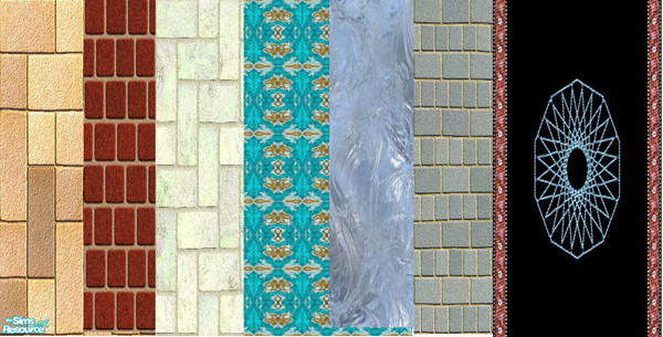 Sims 2 — Neo walls #1 by neovente — a set of 7 walls all under cost 1-3