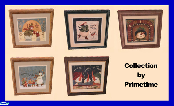 Sims 2 — PT A Stroke Snowman 2 by Primetime024 — This collection features 5 snowmen paintings that can be found under A