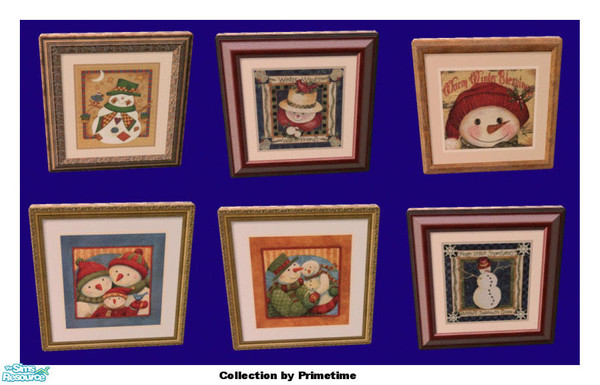 Sims 2 — PT A Stroke Snowman 1 by Primetime024 — This collection features 6 different snowmen paintings. They can be