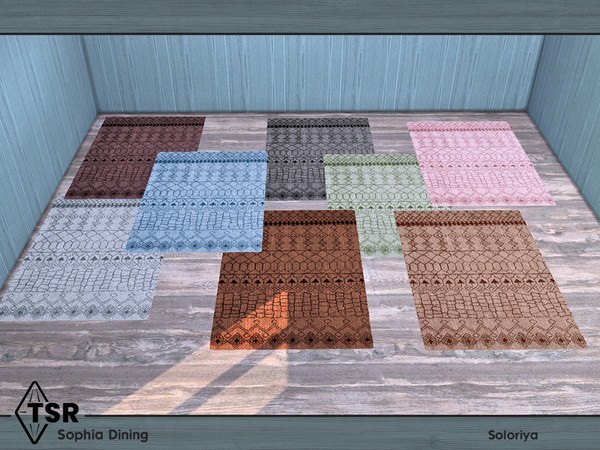 Sims 4 — Sophia Dining. Rug by soloriya — Rug. Part of Sophia Dining set. 8 color variations. Category: Decorative -