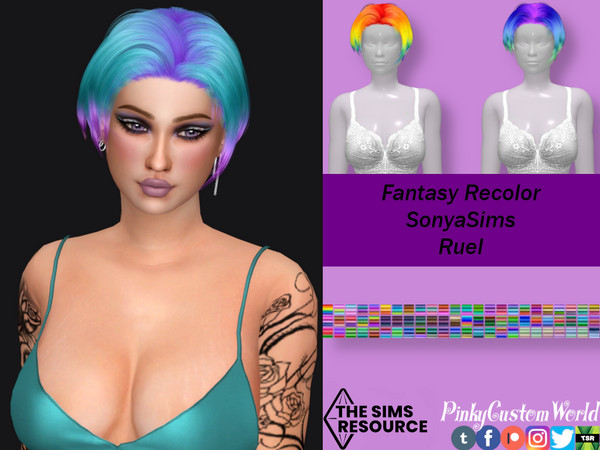 Sims 4 — Fantasy Retexture of Ruel hair by SonyaSims by PinkyCustomWorld — Cute pixie cut hairstyle, recolored in