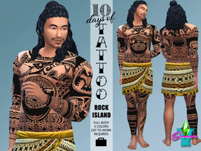 Sims 4 — Rock Island Tattoo by SimmieV — A full body island tattoo design that is inspired by an animated character that