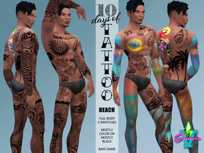 Sims 4 — BoS Beach Tattoo by SimmieV — A full body tattoo design inspired by the beach and all that entails. Available in