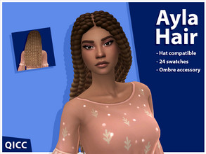 Sims 4 — Ayla Hair Set (Patreon) by qicc — A long twist middle part hairstyle that comes with an optional ombre