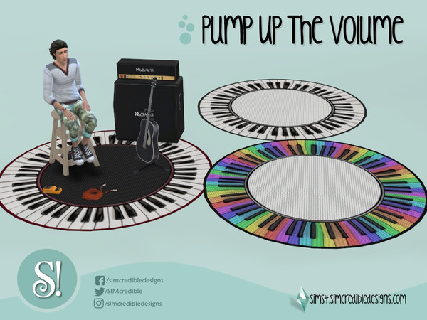 Sims 4 — Pump up the volume rug by SIMcredible! — by SIMcredibledesigns.com available at TSR 3 colors variations