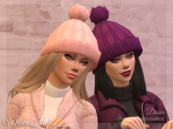 Sims 4 — Warm Hat by Dissia — Cosy warm big beanie - during cold winter weather your sim should cover their ears! Would