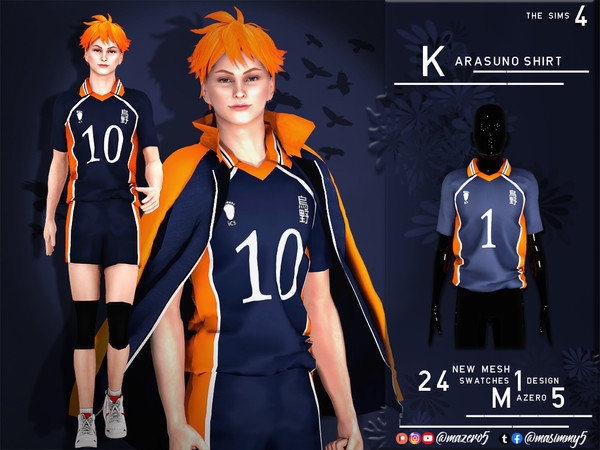 Sims 4 — Haikyu Karasuno Shirt by Mazero5 — Shirt from the anime Haikyu Karasuno Team New Mesh Male Top Clothing 2