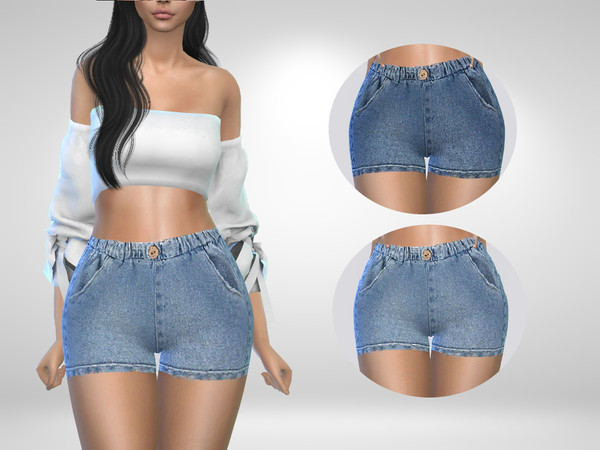 Sims 4 — Coraly Shorts by Puresim — Casual denim shorts. - 2 swatches - teen to elder Enjoy xx