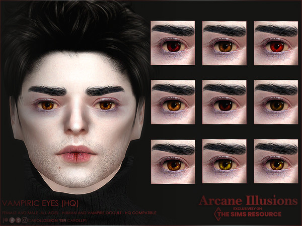 Sims 4 — Arcane Illusions Vampiric Eyes by Caroll912 — A 9-swatch, thirsty vampire eyes in shades of yellow, orange, red,