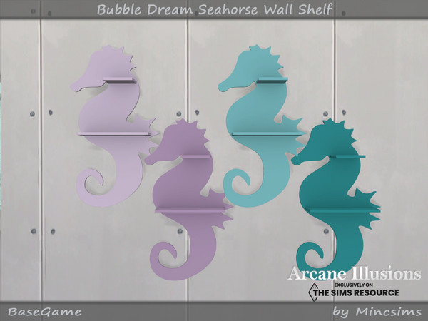 Sims 4 — Arcane Illusions - BubbleDream Seahorse Wall Shelf by Mincsims — Basegame Compatible 4 swatches