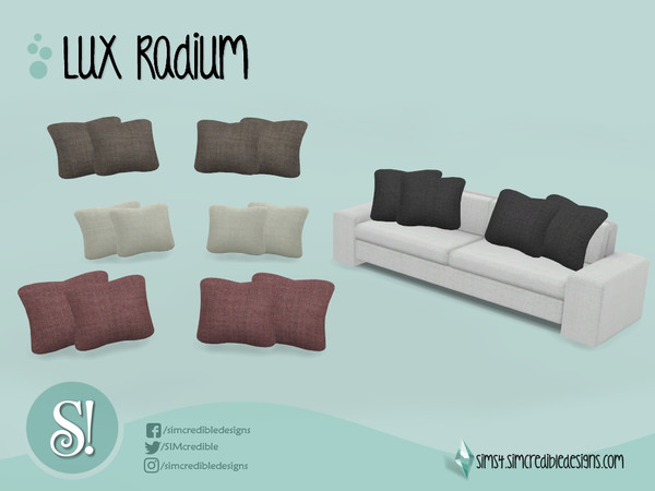 Sims 4 — SIMcredible Lux Radium Cushions by SIMcredible! — by SIMcredibledesigns.com available at TSR 8 colors variations