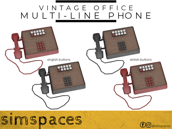 Sims 4 — Vintage Office - multi-line phone by simspaces — Part of the Vintage Office set: you can't do business with just
