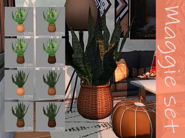 Sims 4 — Maggie set plant in a basket by Ylka — A plant in a basket for your living room. Has 8 colors. You can see all