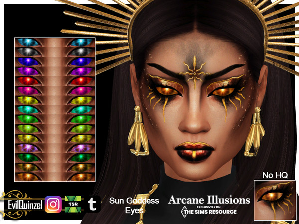 Sims 4 — Arcane Illusions - Sun Goddess Eyes by EvilQuinzel — Light of the sun instead of eyes. - Facepaint category; -