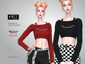 Sims 4 — KYLI - Chain Top by Helsoseira — Style : Sweater with chain crop top Name : KYLI Sub part Type : Blouse, Sweater