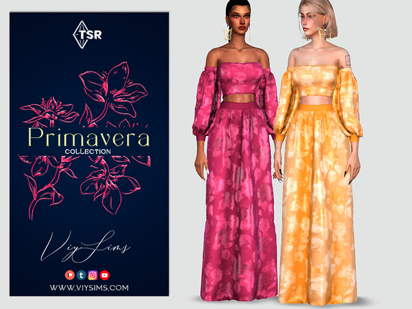 Sims 4 — PRIMAVERA Collection - FLORAL SET [I] by Viy_Sims — Outfit New Mesh!! 7 Colors Compatible with HQ mode