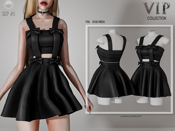 Sims 4 — [PATREON]  (Early Access) BOW DRESS P56 by busra-tr — 10 colors Adult-Elder-Teen-Young Adult For Female Custom
