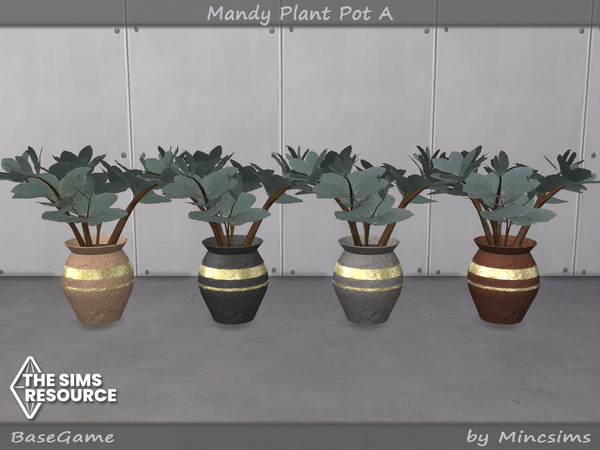 Sims 4 — Mandy Plant Pot A by Mincsims — Basegame Compatible 4 swatches