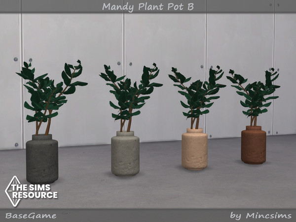Sims 4 — Mandy Plant Pot B by Mincsims — Basegame Compatible 4 swatches