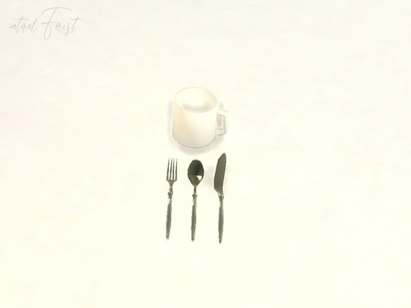 Sims 4 — Cutlery Set and Mug by tokotomy — Fork Knife Spoon and Mug 2 colors