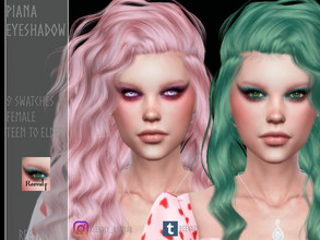 Sims 4 — Piana Eyeshadow by Reevaly — 9 Swatches. Teen to Elder. Female. Works with all Skins and Overlays. Base Game