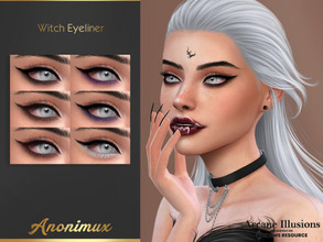 Sims 4 — Arcane Illusions - Witch Eyeliner by Anonimux_Simmer — - 6 Swatches - Compatible with the color slider - BGC -