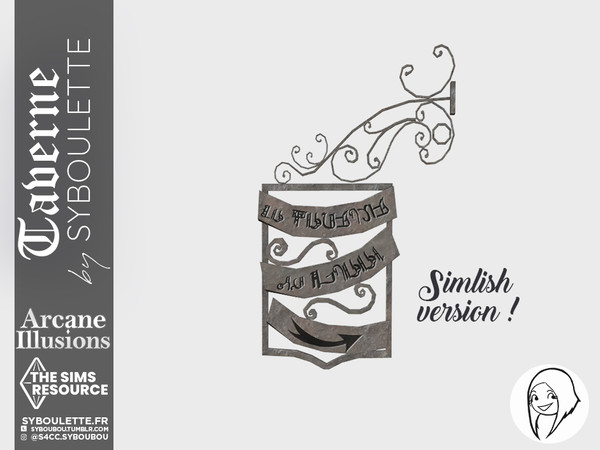 Sims 4 — Arcane Illusions - Taverne Set - Sign simlish by Syboubou — This sign will indicate the entrance or your tavern,