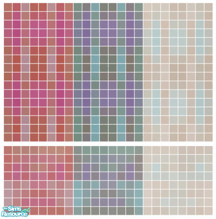 Sims 2 — Transform Tile Set by s00z — Three modern tiled walls with coordinating floors.