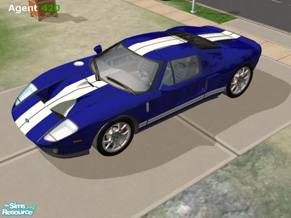 Sims 2 — Blue Ford GT40 with White Striping by Agent420 — A Blue Ford GT40 with White Striping. Very sporty and expensive