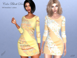 Sims 4 — Color Block Dress 2 by pizazz — Color Block Dress 2 for your sims 4 game. image above was taken in game so that