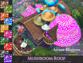 Sims 4 — Arcane Illusions - Mushroom Roof by Rirann — Mushroom Roof in 10 color variations with white dots 10 roofs in