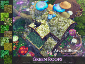 Sims 4 — Arcane Illusions - Green Roofs by Rirann — Green Roofs in 10 variations with grass, moss and leaves patterns 10