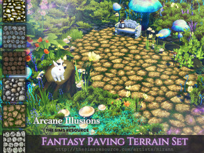 Sims 4 — Arcane Illusions - Fantasy Paving Terrain Set by Rirann — Fantasy Paving Terrain paints with stones and moss