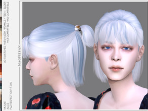 Sims 4 — Alice Hair by magpiesan — Half ponytail style in 40 colors which based on white two toned dyeing for female. HQ