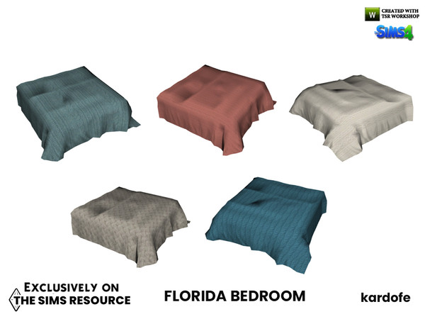 Sims 4 — Florida Bedroom_Blanket by kardofe — Decorative blanket to put over the bed, in five colour options