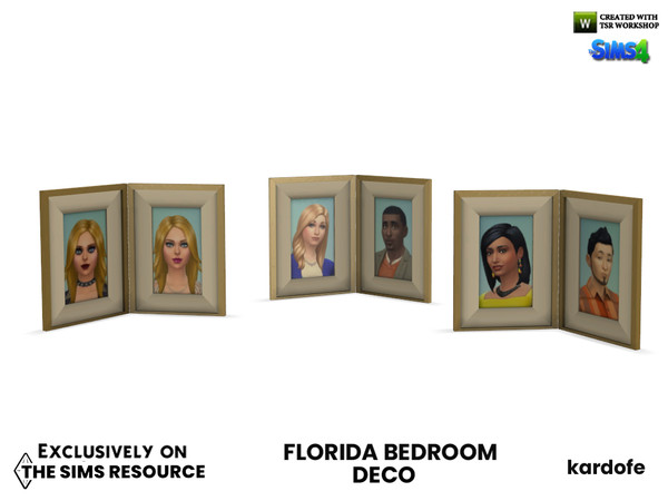 Sims 4 — Florida Bedroom_Picture frame by kardofe — Group of two small markers with pictures of sims, in three different